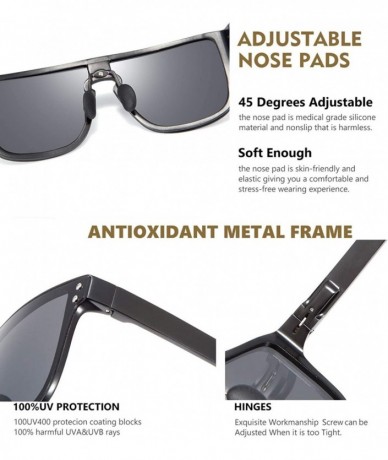 Square Rimless Mirrored Sunglasses One Piece Frameless Eyeglasses Men Women- Oversizd Lens-Al-Mg Metal Unbreakable Frame - C8...