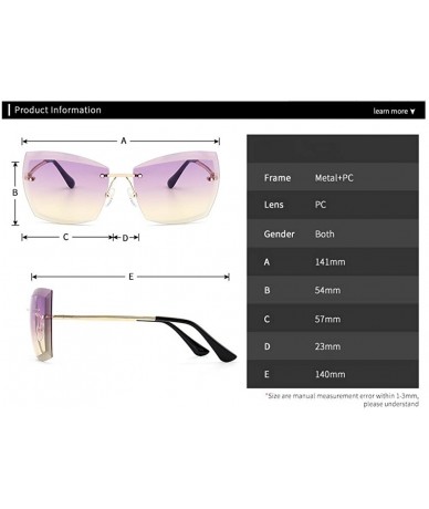 Rimless Rimless Cut-out Rectangular Square Color And Clear Lens Sunglasses - Gold-pink - C8182S7AYRK $19.05