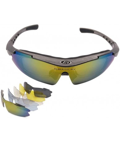 Sport Sunglasses for Sports Polarized Cycling Men UV Protection RX Lens Frame - Grey - CM18UQN07C6 $42.59