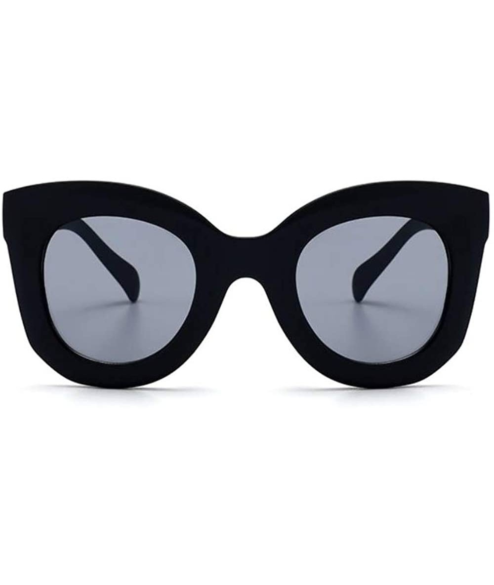 Square Butterfly Sunglasses Semi Cat Eye Glasses Plastic Frame Clear Gradient Lenses - Matte Black - CL18WSMQCCZ $26.48