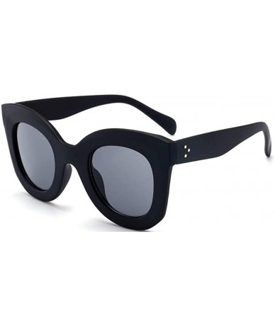 Square Butterfly Sunglasses Semi Cat Eye Glasses Plastic Frame Clear Gradient Lenses - Matte Black - CL18WSMQCCZ $26.48