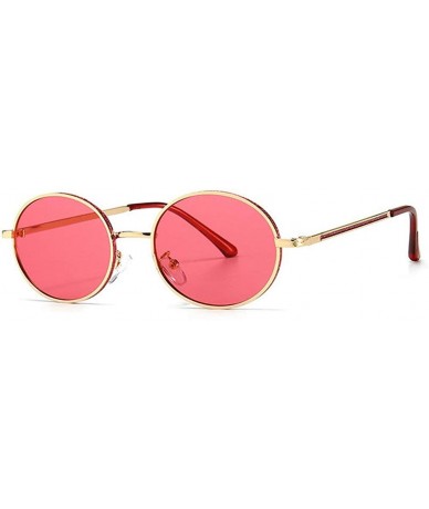 Oval Fashion Retro Men's Punk Oval Metal Frame Designer Ladies Hip Hop Sunglasses - Red - C31943DUYUE $23.97