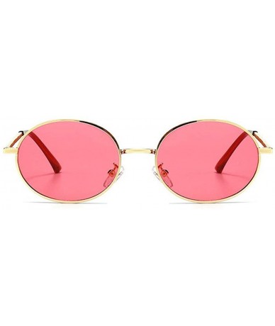 Oval Fashion Retro Men's Punk Oval Metal Frame Designer Ladies Hip Hop Sunglasses - Red - C31943DUYUE $23.97