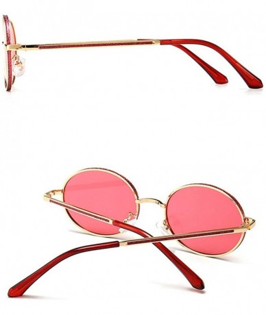 Oval Fashion Retro Men's Punk Oval Metal Frame Designer Ladies Hip Hop Sunglasses - Red - C31943DUYUE $23.97