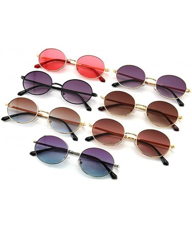 Oval Fashion Retro Men's Punk Oval Metal Frame Designer Ladies Hip Hop Sunglasses - Red - C31943DUYUE $23.97