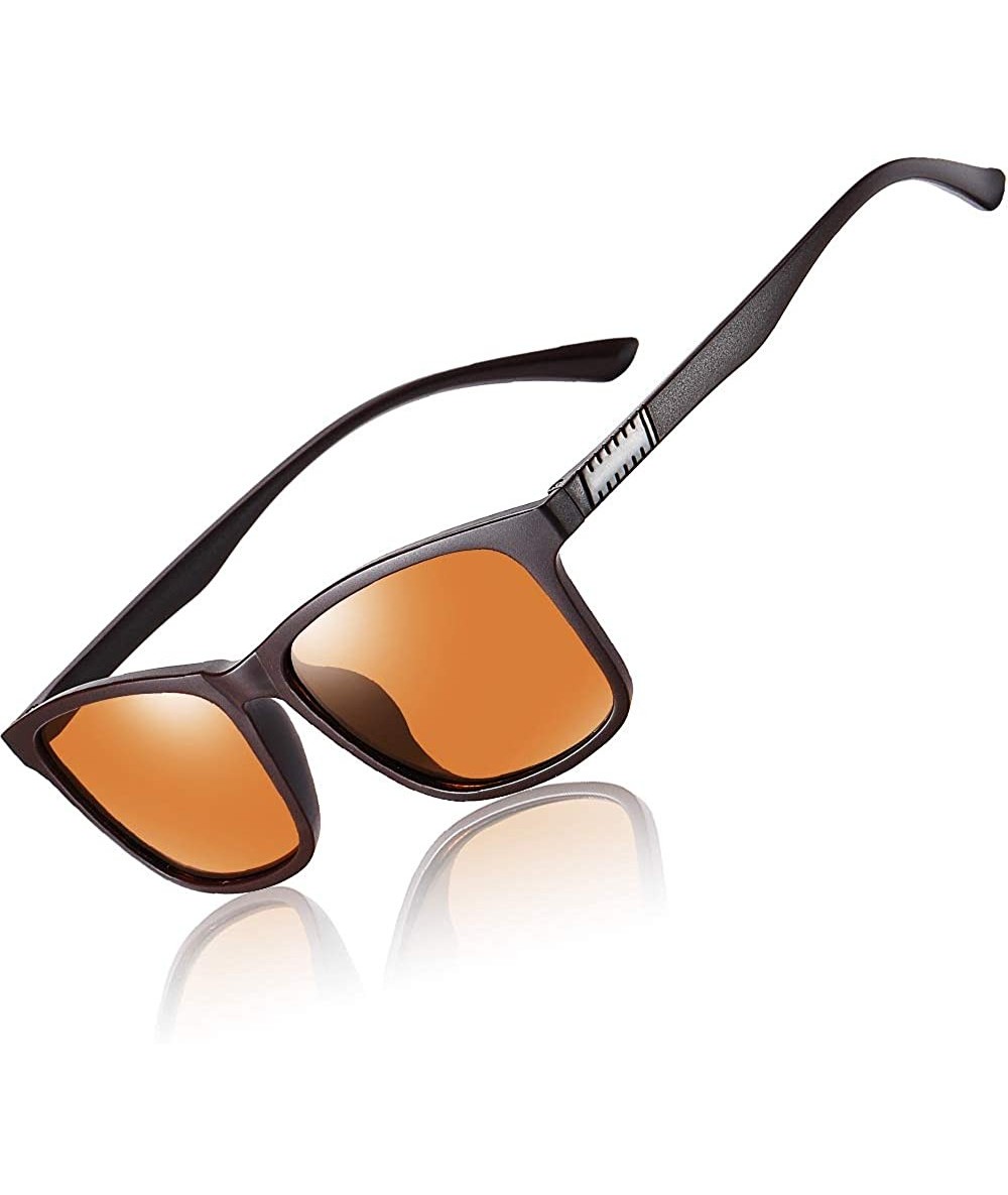 Rectangular Polarized 80's Retro Classic Trendy Stylish Ray Sunglasses for Men Women - Brown - C3199RY0L8Z $23.97