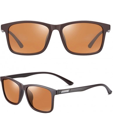 Rectangular Polarized 80's Retro Classic Trendy Stylish Ray Sunglasses for Men Women - Brown - C3199RY0L8Z $23.97