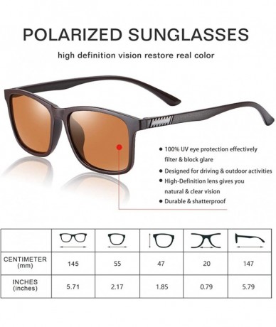 Rectangular Polarized 80's Retro Classic Trendy Stylish Ray Sunglasses for Men Women - Brown - C3199RY0L8Z $23.97