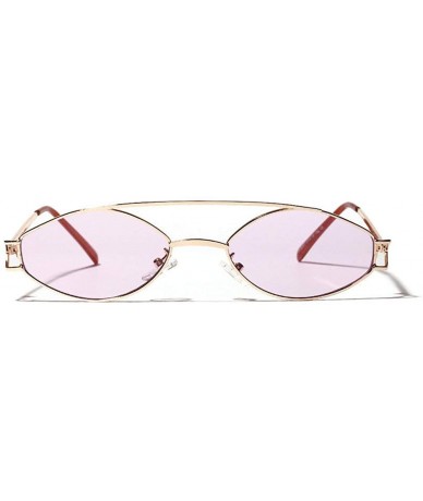 Oval Fashion Literary Double Beam Ultra Small Metal Frame Oval Sunglasses - Purple - CJ18LSMXICX $22.72