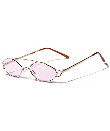 Oval Fashion Literary Double Beam Ultra Small Metal Frame Oval Sunglasses - Purple - CJ18LSMXICX $22.72