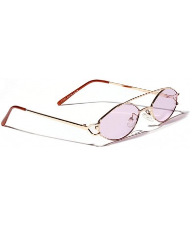 Oval Fashion Literary Double Beam Ultra Small Metal Frame Oval Sunglasses - Purple - CJ18LSMXICX $22.72