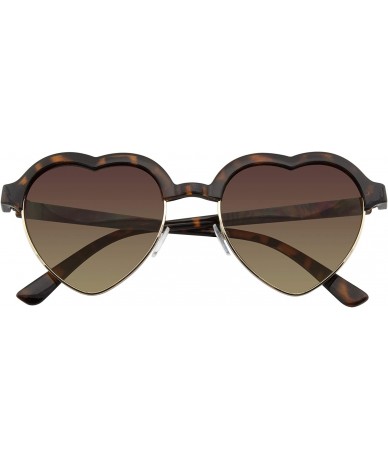 Rimless Cute Vintage Half Frame Inspired Heart Shape Sunglasses - Tortoise - CD11NCM3ITZ $18.88