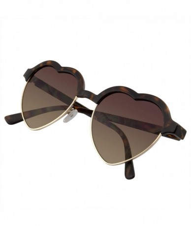 Rimless Cute Vintage Half Frame Inspired Heart Shape Sunglasses - Tortoise - CD11NCM3ITZ $18.88