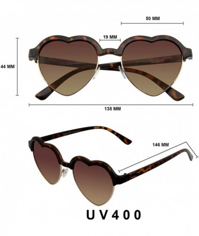 Rimless Cute Vintage Half Frame Inspired Heart Shape Sunglasses - Tortoise - CD11NCM3ITZ $18.88