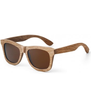 Square Polarized Sunglasses for Men and Women- Handmade Wood Glasses/Real Wooden Sunglasses - Coffee - CA18UG5ZIDA $32.89