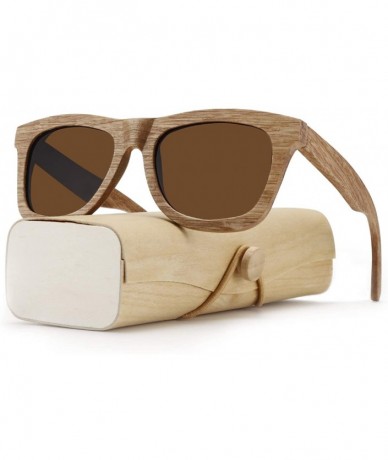 Square Polarized Sunglasses for Men and Women- Handmade Wood Glasses/Real Wooden Sunglasses - Coffee - CA18UG5ZIDA $32.89