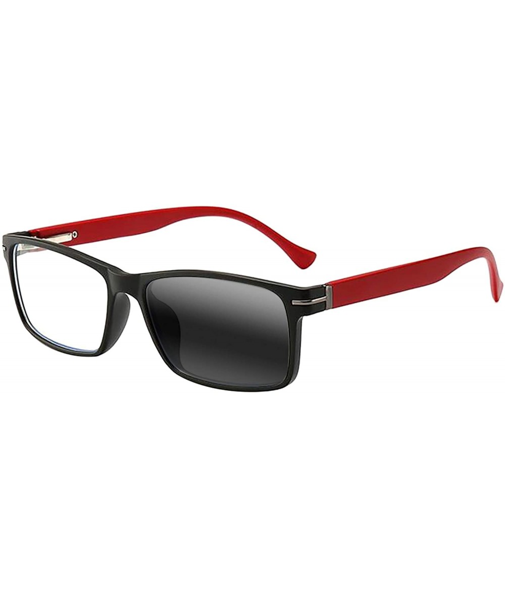 Rectangular Transition Photochromic Mens Rectangular Rectangle Nerd Geek Reading Glasses UV400 Sunglasses - Red - CW18T22EILI...