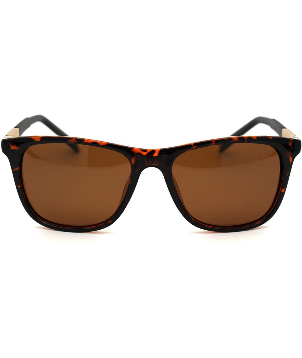 Rectangular Polarized Mens Aluminum Arm Mod Dress Horn Rim Sunglasses - Tortoise Brown - CT18Y8LC7N8 $24.29