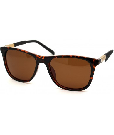 Rectangular Polarized Mens Aluminum Arm Mod Dress Horn Rim Sunglasses - Tortoise Brown - CT18Y8LC7N8 $24.29