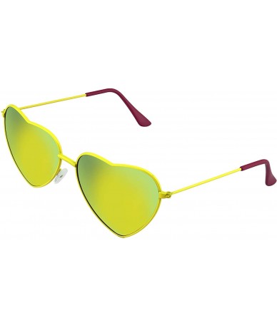 Aviator Cute Womens Metal Heart Shape Flash Mirrored Sunglasses - Yellow - CX11PQZ02DV $19.06