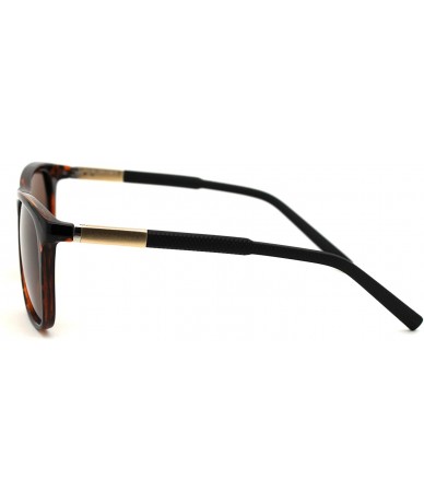 Rectangular Polarized Mens Aluminum Arm Mod Dress Horn Rim Sunglasses - Tortoise Brown - CT18Y8LC7N8 $24.29