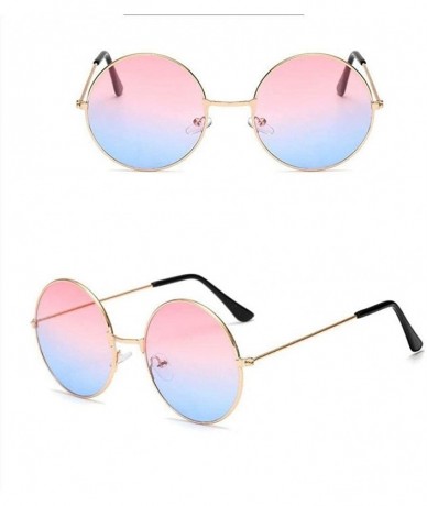 Round New Fashion Candy Vintage Round Mirror Sunglasses Women Luxury Brand Original Design Black Sun Glasses Female - CK198GC...