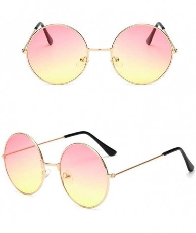 Round New Fashion Candy Vintage Round Mirror Sunglasses Women Luxury Brand Original Design Black Sun Glasses Female - CK198GC...