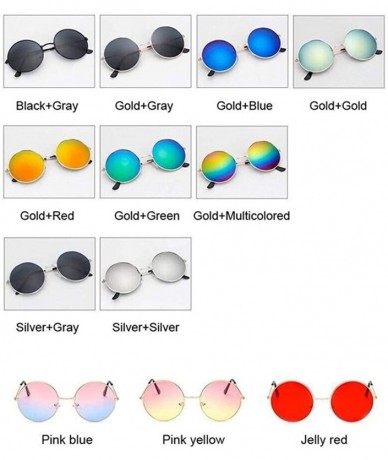 Round New Fashion Candy Vintage Round Mirror Sunglasses Women Luxury Brand Original Design Black Sun Glasses Female - CK198GC...