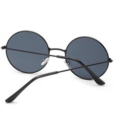 Round New Fashion Candy Vintage Round Mirror Sunglasses Women Luxury Brand Original Design Black Sun Glasses Female - CK198GC...