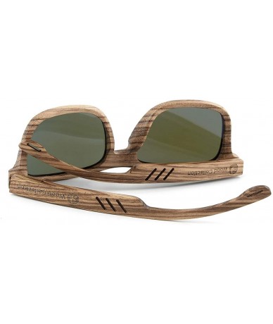 Square Wood Sunglasses with Polarized lenses for Men&Women Handmade Bamboo Wooden Sunglasses - A Blue Zebra - CY18M38ESCK $62.58