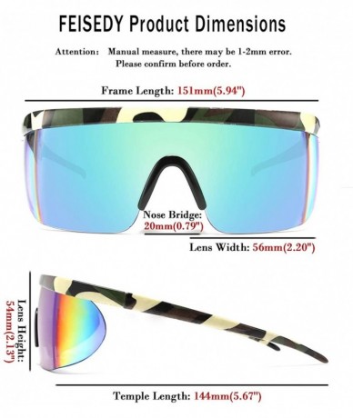 Semi-rimless Classic Flat Top Shield Sunglasses Oversized Mirror One Piece Sport Glasses Men Women B2522 - CR18Z2UXZH5 $41.08