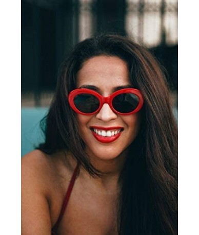 Oval Dara Darling" Oval Sunglasses HK7210 For Women - Diff Vision DV-39 UV400 Protection - Rosso Corsa Red - CO1880992NE $68.79