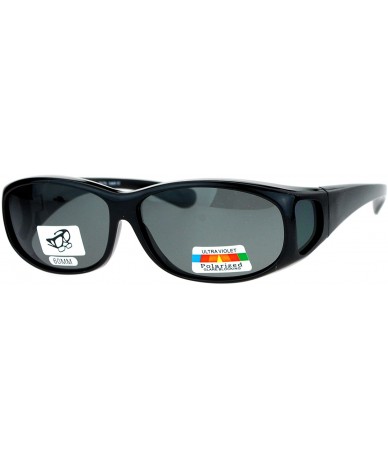 Rectangular Unisex 60mm Fit Over Rectangular Anti-glare Polarized Lens Sunglasses - Black - CA12N9J7TIK $24.33