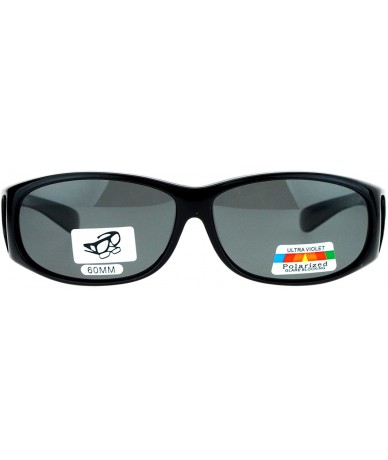 Rectangular Unisex 60mm Fit Over Rectangular Anti-glare Polarized Lens Sunglasses - Black - CA12N9J7TIK $24.33