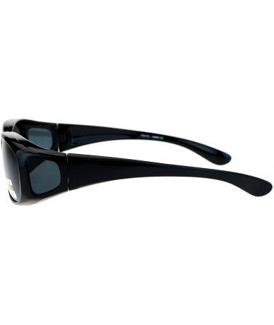 Rectangular Unisex 60mm Fit Over Rectangular Anti-glare Polarized Lens Sunglasses - Black - CA12N9J7TIK $24.33