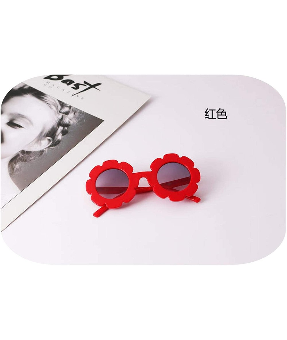 Goggle Hot Sun Flower Round Cute Kids Sunglasses UV400 Boy Girl Lovely Baby Glasses Children Oculos De Sol N554 - Red - CW197...