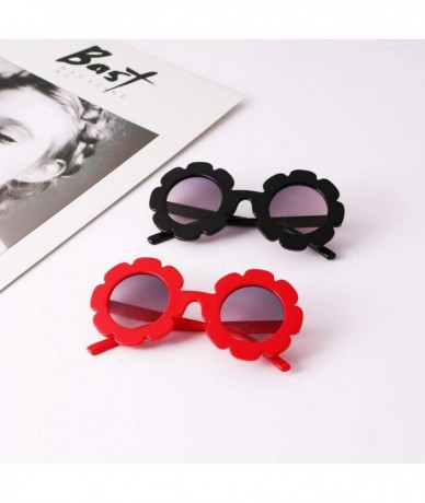 Goggle Hot Sun Flower Round Cute Kids Sunglasses UV400 Boy Girl Lovely Baby Glasses Children Oculos De Sol N554 - Red - CW197...