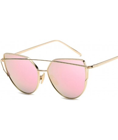 Cat Eye Sunglasses Women Cat eye Mirror Rose Gold Vintage Fashion sun glasses Eyewear - C14 - C918WZRZZRW $46.18