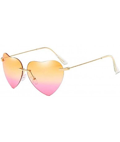 Rimless Women Heart Sunglasses Oversized Eyewear Sun Glasses Rimless Top Fashion Shades UV400 - Coffee - CQ18U869UY3 $17.12