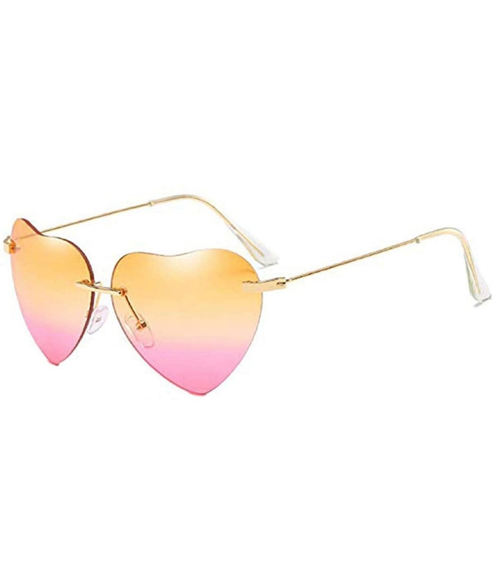 Rimless Women Heart Sunglasses Oversized Eyewear Sun Glasses Rimless Top Fashion Shades UV400 - Coffee - CQ18U869UY3 $17.12