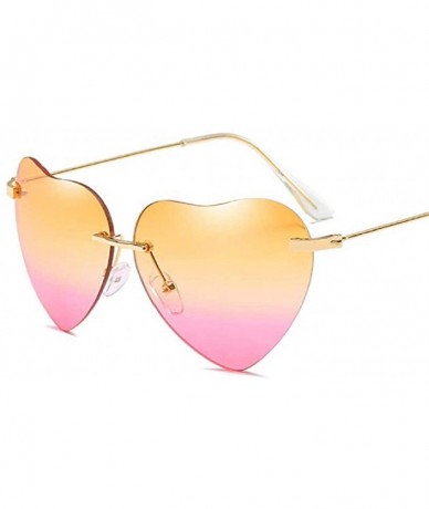 Rimless Women Heart Sunglasses Oversized Eyewear Sun Glasses Rimless Top Fashion Shades UV400 - Coffee - CQ18U869UY3 $17.12