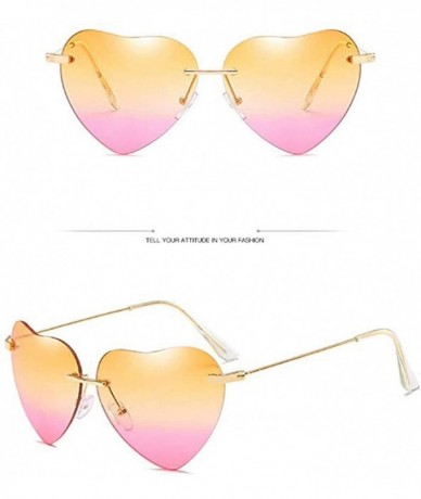 Rimless Women Heart Sunglasses Oversized Eyewear Sun Glasses Rimless Top Fashion Shades UV400 - Coffee - CQ18U869UY3 $17.12