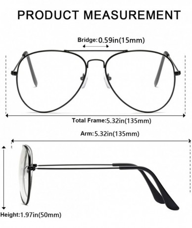 Aviator Clear Aviator Glasses Lens Premium Classic Metal Frame Eyeglasses - Black - CA18K0LYW4D $17.64