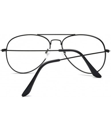 Aviator Clear Aviator Glasses Lens Premium Classic Metal Frame Eyeglasses - Black - CA18K0LYW4D $17.64