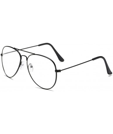 Aviator Clear Aviator Glasses Lens Premium Classic Metal Frame Eyeglasses - Black - CA18K0LYW4D $17.64