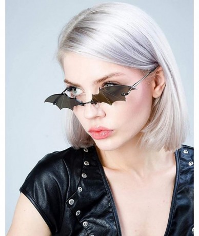 Semi-rimless Fashion men's women bat sunglasses vintage frameless Mirror Rimless Sun Glasses Unique Sunglasses UV400 - 4 - CU...