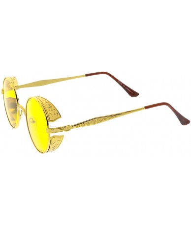 Shield Heritage Modern"Side Shield" Wired Frame Sunglasses - Yellow - CZ18GYS5QH2 $19.33