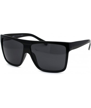 Oversized Oversize Flat Top OG Gangster Plastic All Black Sunglasses - Black Logo - C012O8WP4H8 $20.30