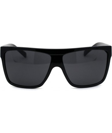 Oversized Oversize Flat Top OG Gangster Plastic All Black Sunglasses - Black Logo - C012O8WP4H8 $20.30