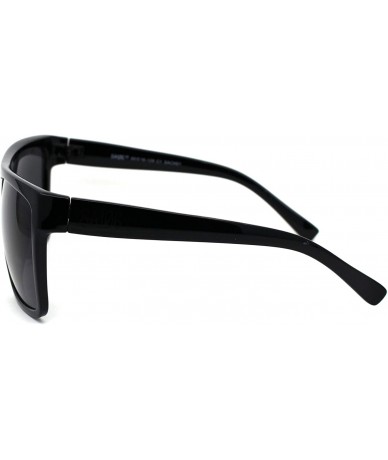 Oversized Oversize Flat Top OG Gangster Plastic All Black Sunglasses - Black Logo - C012O8WP4H8 $20.30